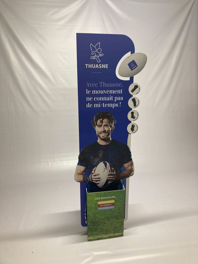 image présentoir de sol pour produits articulations - thème rugby